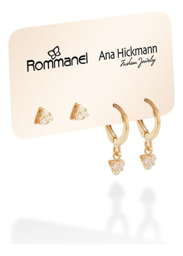 Kit Brincos Rommanel Ana Hickmann Zircônias 527284