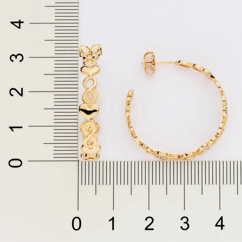 Brincos De Ouro 18k Femininos Argola Coração E Infinito Rommanel 527254